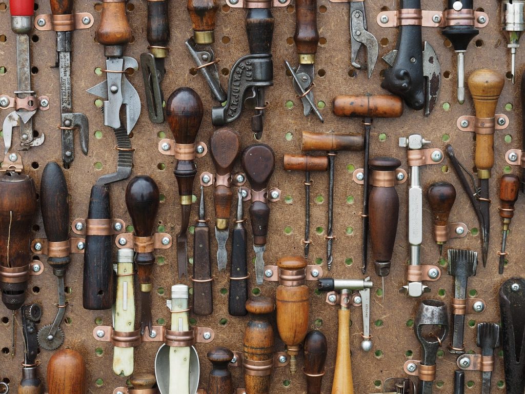 Tools hanging in a workshop