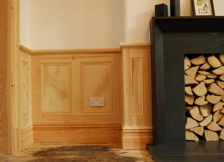 Solid wood panelling in Victorian living room